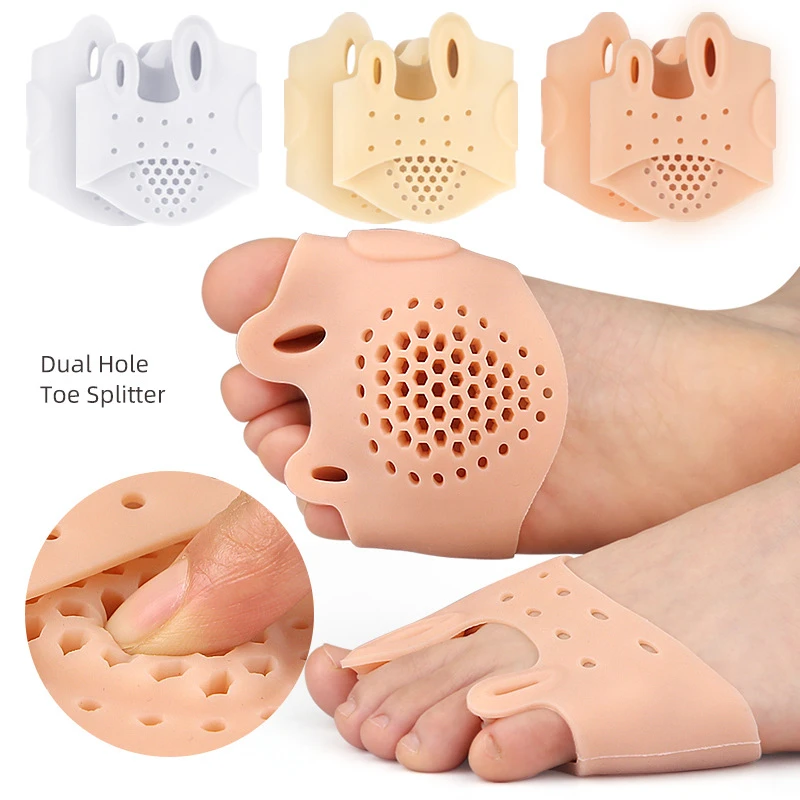 3Pairs Toe Splitter Gel Forefoot Pad Big Foot Care Orthopedic Insole Hallux Valgus Shock Absorption Massage Forefoot Cushion