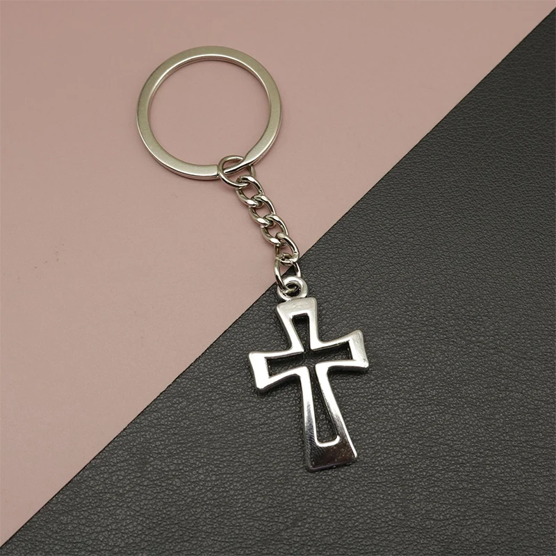 Fashion Hollow Cross Pendant Keychain For Women Men Creative Car Key Ring Simple Retro Backpack Decoration Accessories Gifts