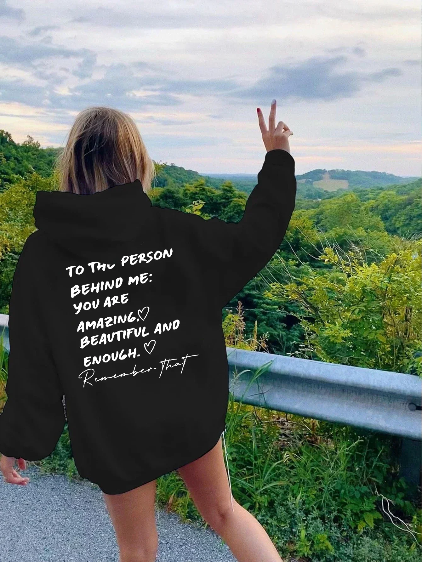 2025 إلى الشخص وراءي أنت أماينج المرأة قمصان سويت شيرت بقلنسوة الخريف الشتاء الدافئة هوديي غير رسمي Harajuku بلايز عادية #3