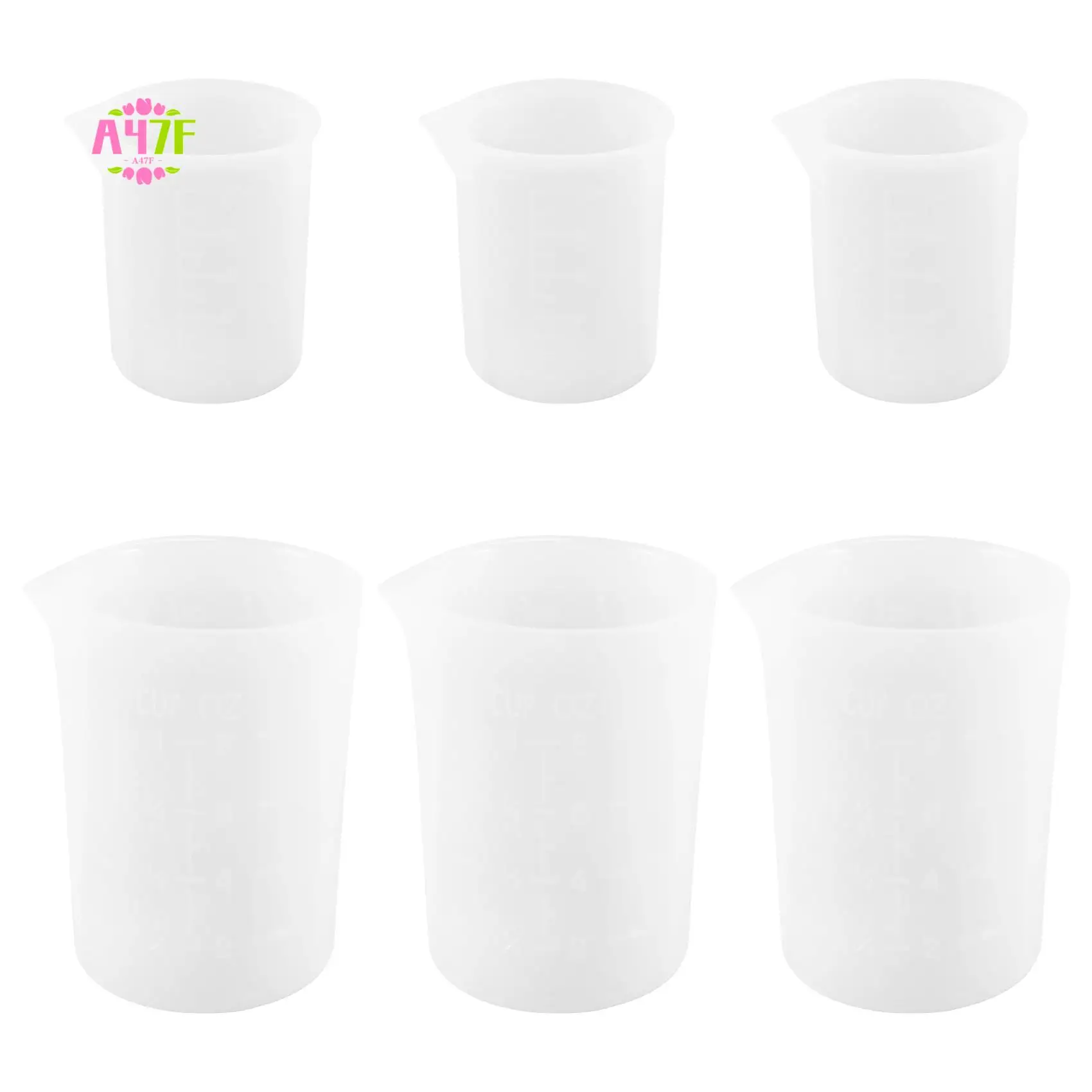 

A47F-Silicone Measuring Cups, 6 PCS 250Ml/100Ml Nonstick Reusable Silicone Mixing Cups Durable Easy Clean For Epoxy Resin