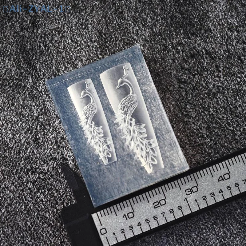 【ZYAL-1】 Stampo per unghie in silicone 3D pavone Decorazione per unghie fai da te Stampo per manicure trasparente per artigianato di gioielli per unghie