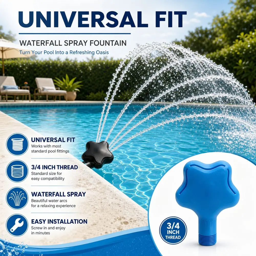 3/4 Inch Threaded Connection Pool Fountain Sprinkler Universal Fit Design Swimming Pool Waterfall Sprayer