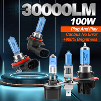2Pcs 100W 12V Super Bright Fog Lights 30000LM H1 H4 H7 H11 9005 HB3 9006 HB4 Car Halogen Headlights Bulbs 6000K White Auto Lamps