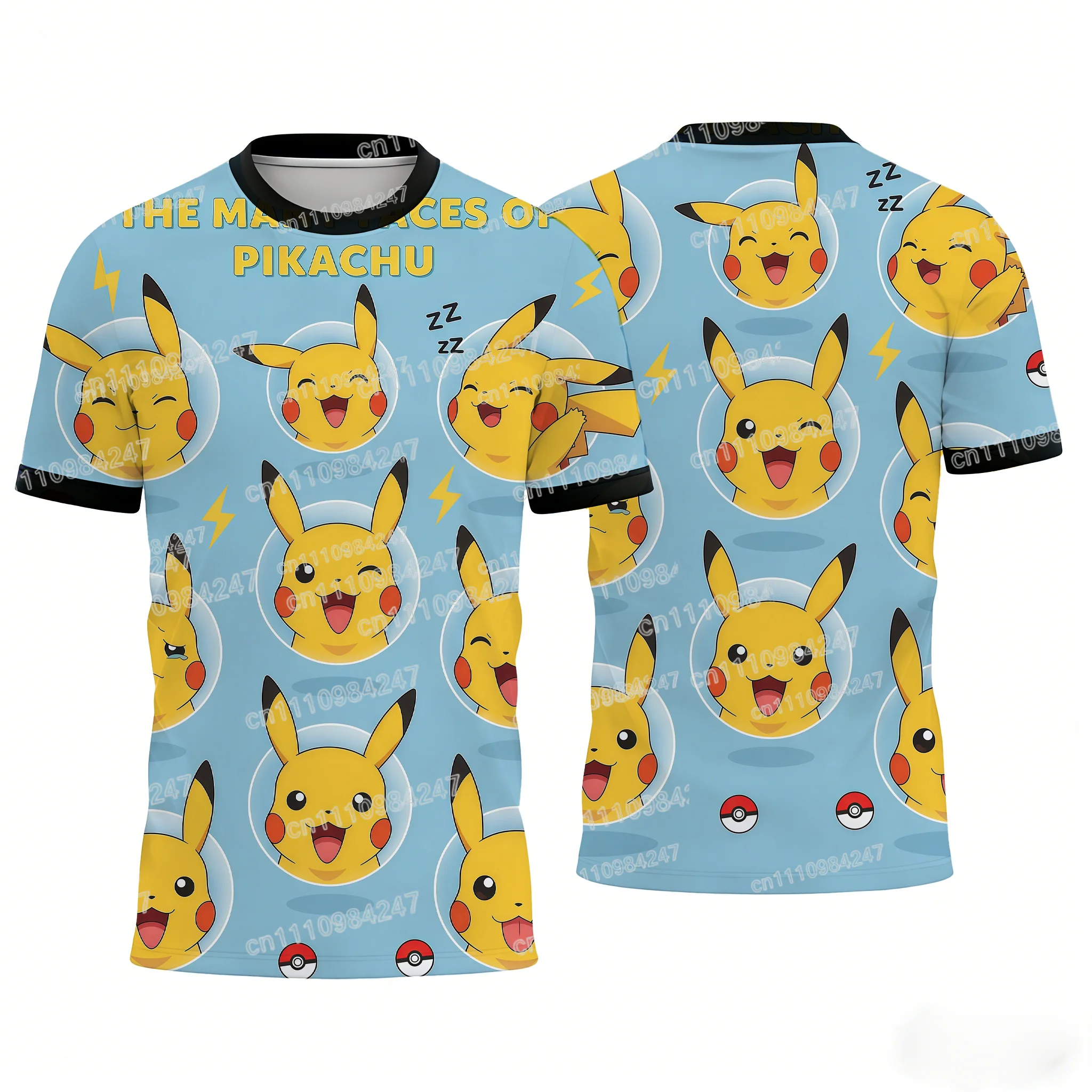 2026 New The Many Faces of Pikachu 3D Print T-shirt Unisex Casual Short Sleeve Tee Summer Fashion Tops for Men Women Kids Sports