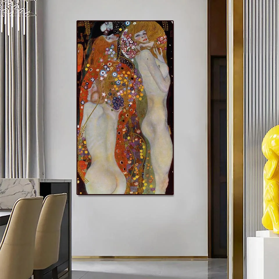 Water Serpents II by Gustav Klimt,Hand painted famous oil painting reproduction,Modern decorative picture on canvas,wall art