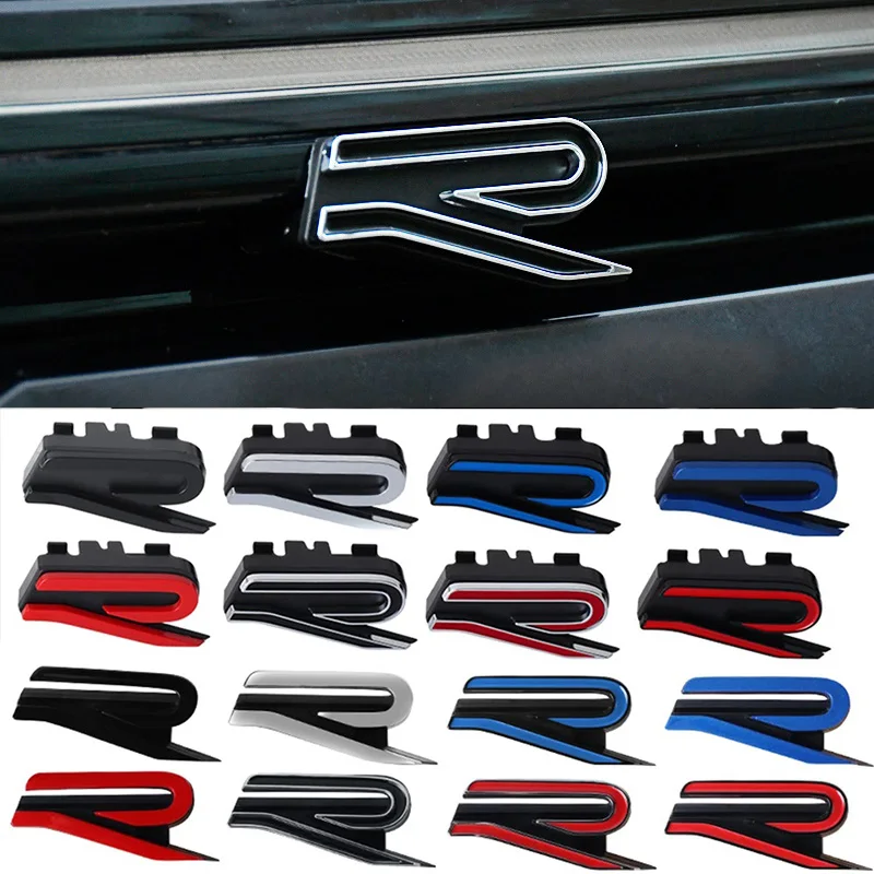 New R Logo Car Front Grille Sticker Accessories For Volkswagen VW GTI Rline Polo Golf MK8 Touareg Passat Magotan Tiguan Jetta CC