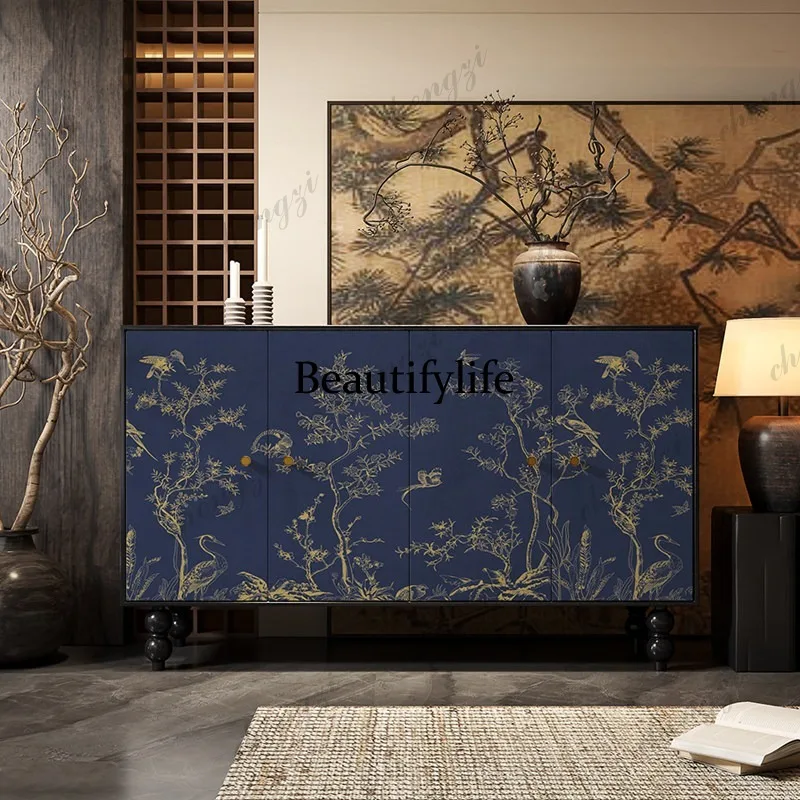 

Medieval new Chinese-style entrance cabinet, shoe cabinet, living room entry, dining side cabinet, solid wood storage locker
