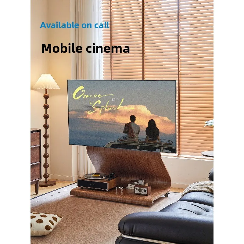 Mobile TV stand, medieval living room TV cabinet, retro minimalist hanger with wheels