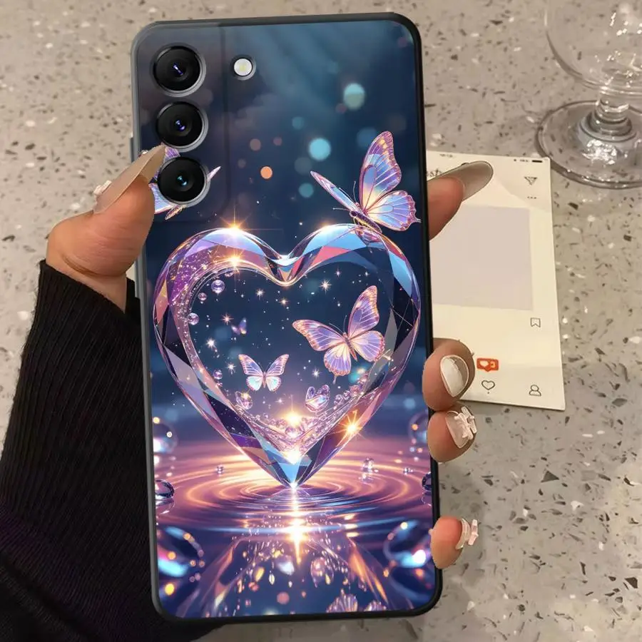 Phone Cover Case for Samsung Galaxy A36 A26 A22 A52 A51 A24 A15 A11 A12 A13 A14 A35 A34 A16 Colored Butterflies And Hearts