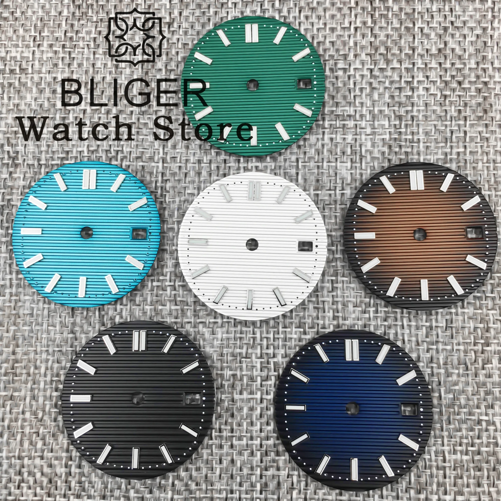 BLIGER 29,8mm esfera del reloj verde luminoso negro blanco azul verde marrón esfera dorada se adapta al movimiento NH35 NH36 NH38 4R35 4R36 6R 7S26