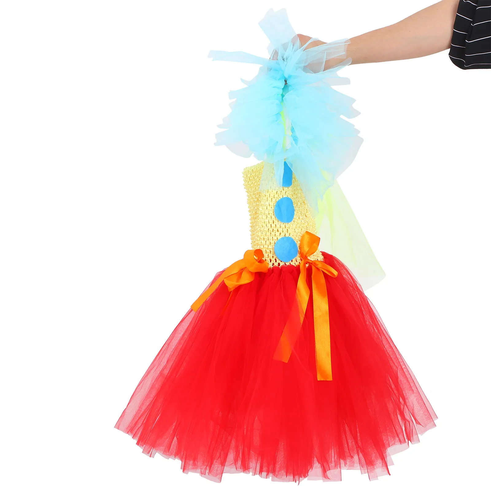 1Set Girls Clown Costume Tutu Skirt Set Soft Breathable Fabric Vibrant Colors Layered Design for Halloween Birthday School Play