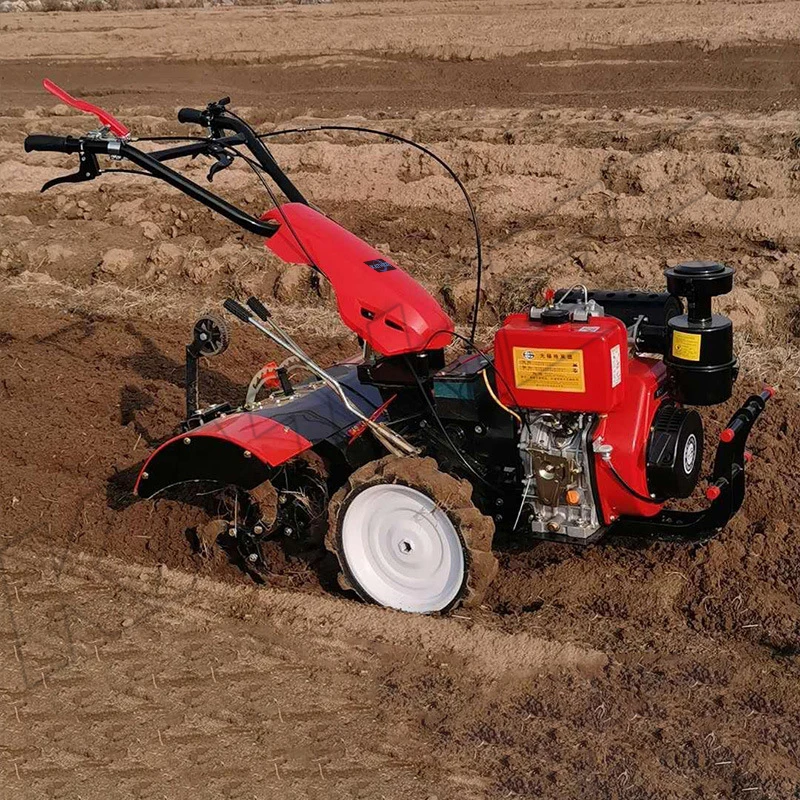 Hot Sale 4 Wheel Power Tiller Diesel 5hp 7hp 9hp 10hp 12hp Rotary Tiller Field Rotovator Diesel Engine Cultivator for Farm
