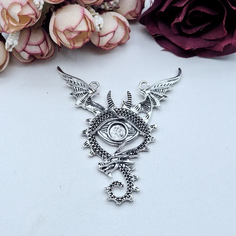 New 75x65mm Gothic Dark Pterodactyl Devil Eye Longan Jewelry DIY Accessories 3 pieces