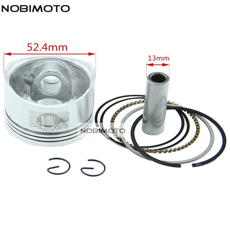 motorcycle Parts 52.4mm Piston Ring 13mm LF Zongshen 110cc Pin Set Kit Assembly Piston for 110cc 125cc ATV  Dirt Bike Go Kart