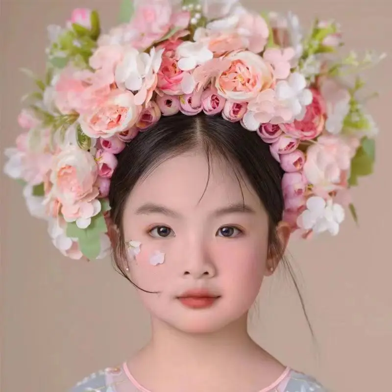 

Children imitation hairpin Hanfu wreath hair ornaments hairpin hair ornaments ethnic style shooting flowers hair bands girls hea