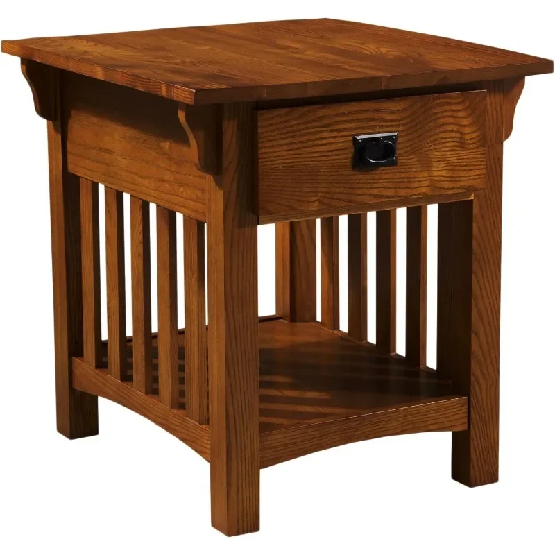 

Secret Compartment, Locking Drawer Nightstand Side Table, Medium Oak