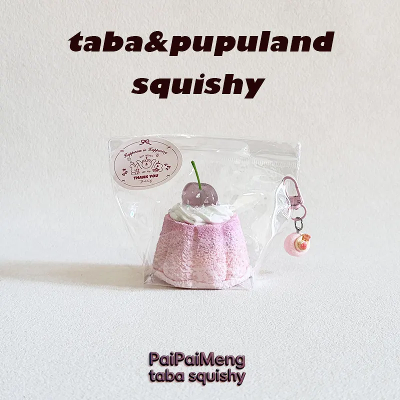 Chic Cherry Cream Pudding Squeeze Toy Realistic Dessert-Them Stress Reliever Handmade fine Pack New 2026 Model Non-hazardous tab