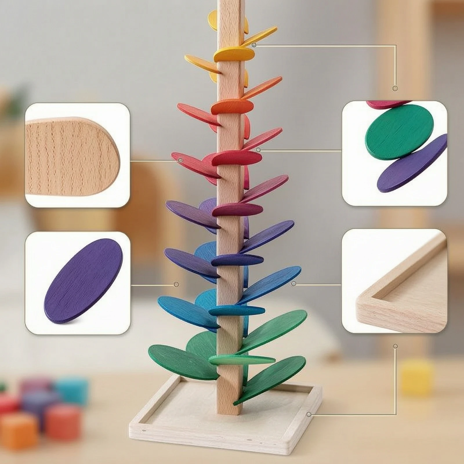 Rainbow Music Tree Educational Music Tree Toy Hands-on Smooth for Toddlers, Playroom, Nursery