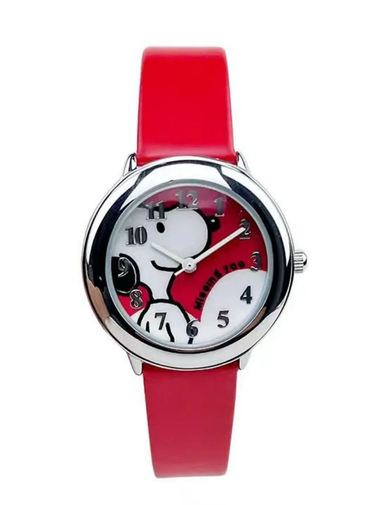 Nuovo Snoopy Kawaii carino ragazzi e ragazze orologio da cintura Anime Cartoon studente polso moda creativa orologio al quarzo periferico