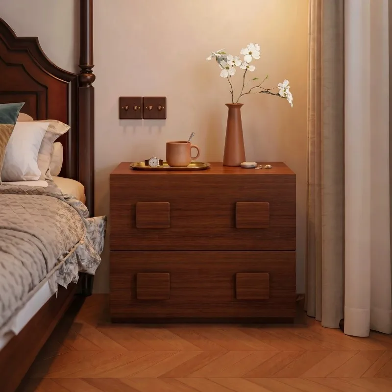 Medieval bedside table, household bedroom solid wood core bed