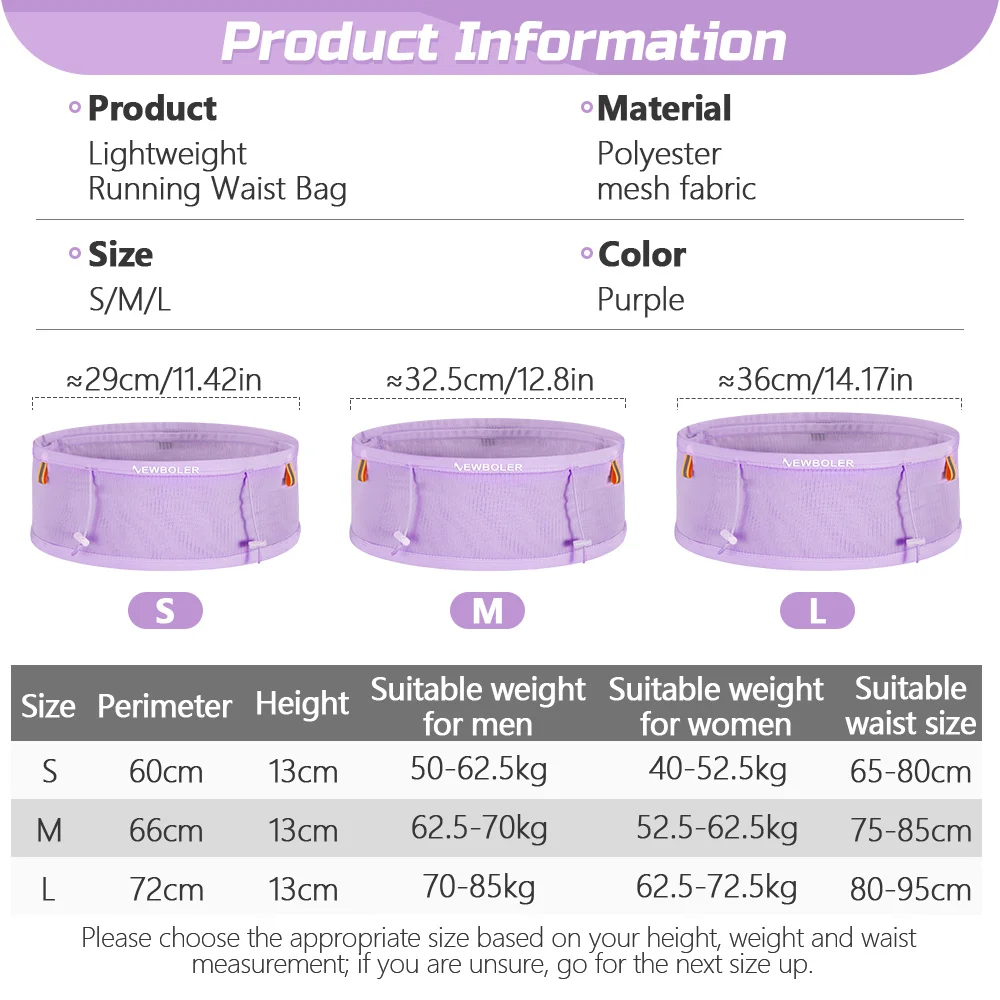 NEWBOLER Elastic Sports Waist Bag Pack Run Race Number Belt Triathlon Marathon Race Cycling Mountaineering Phone Waist Bag 500ML