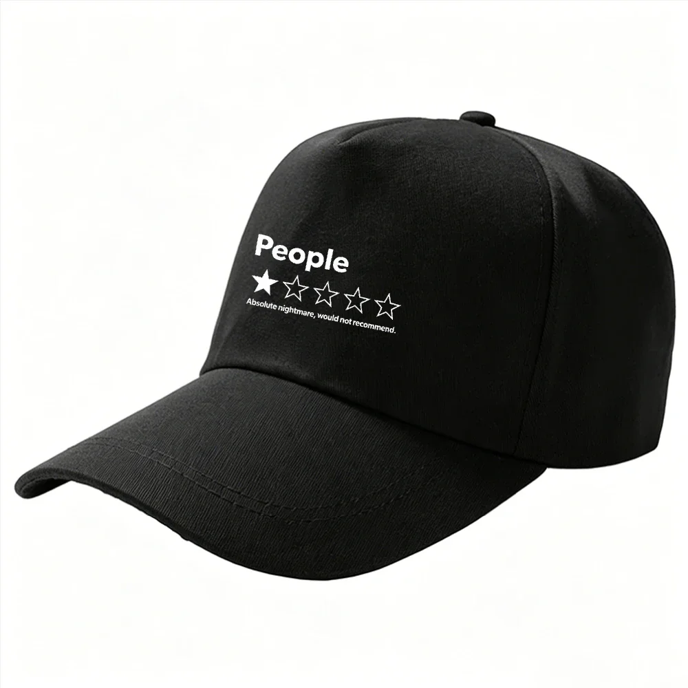 Adjustable Cotton Baseball Cap People One Star Rating Sarcastic Letter Print Funny Slogan Outdoor Sun Protection Snapback Cap