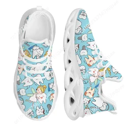 Doginthehole Funny Tooth Female Sneakers Cartoon Dental Fairy Breathable Vulcanized Shoes Toothbrush Bubble Kawaii Flats Custom