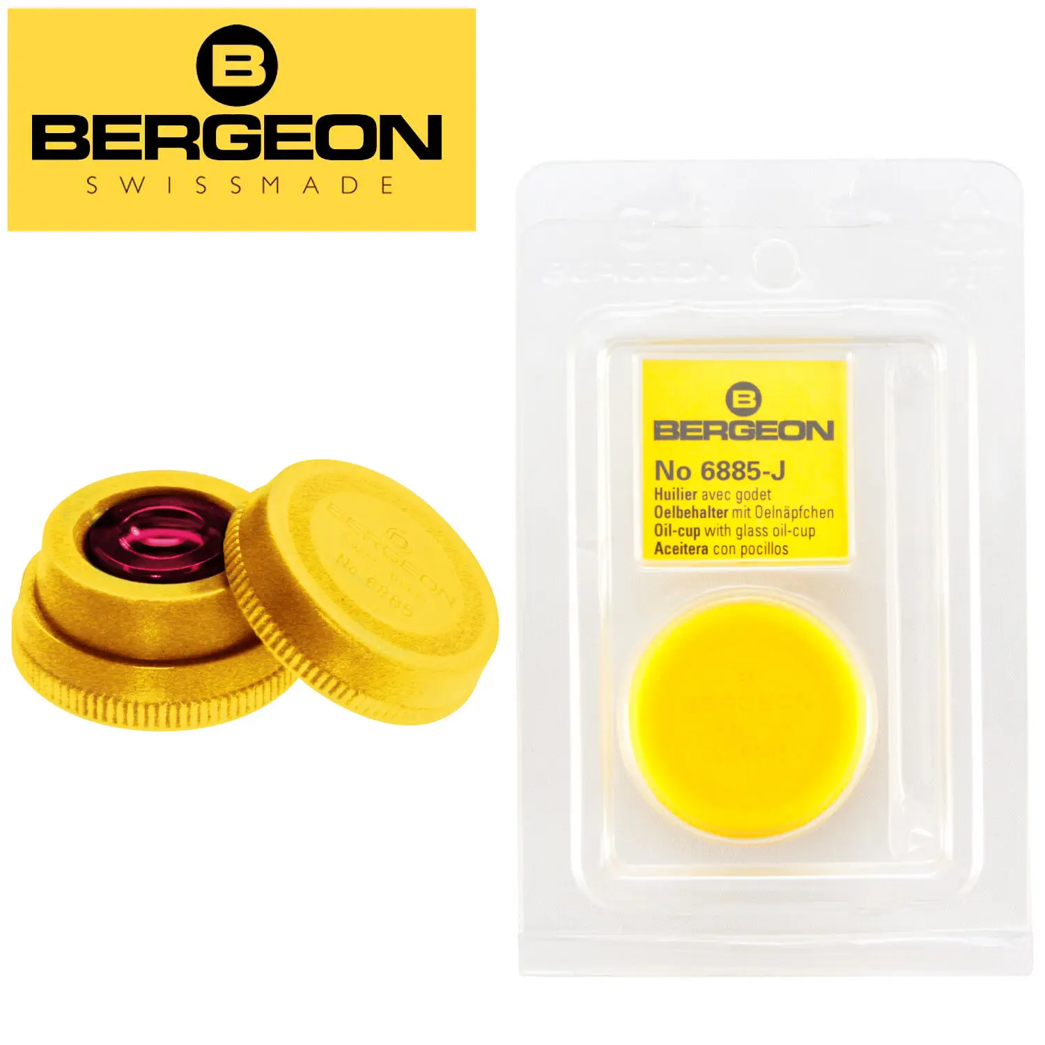 Bergeon 6885 Stackable Plastic Oil Cup with Various Glass Well Swiss Tool Different Color