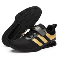 2024 Summer Weight-lifting Boots Gym Comprehensive Training Shoes with Hook Loop Black Golden 3cm Heel Men Balance Power Lifting