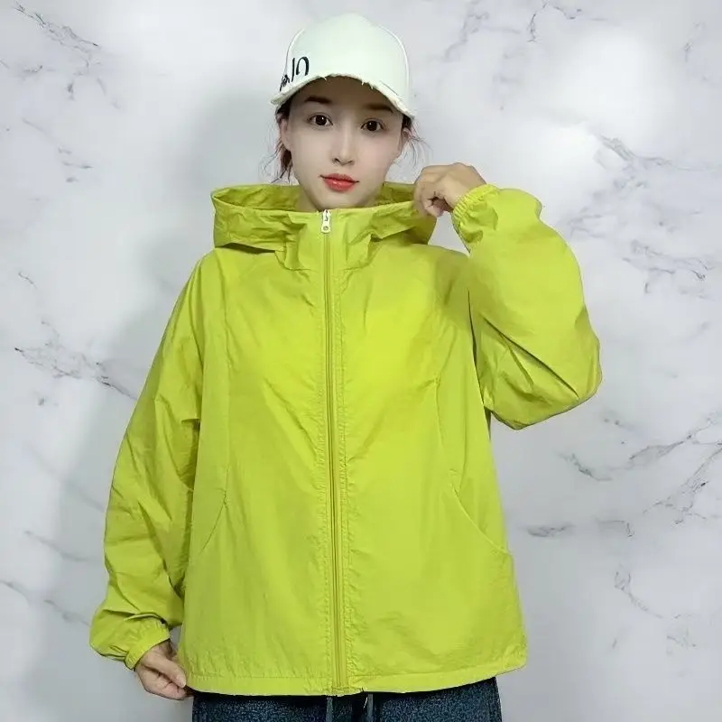 

Sunscreen Jacket Women Short 2026New Coat Korean Summer Sun-Protective Clothing Shirt Hooded Outcoat Loose Thin Overcoat Ladies