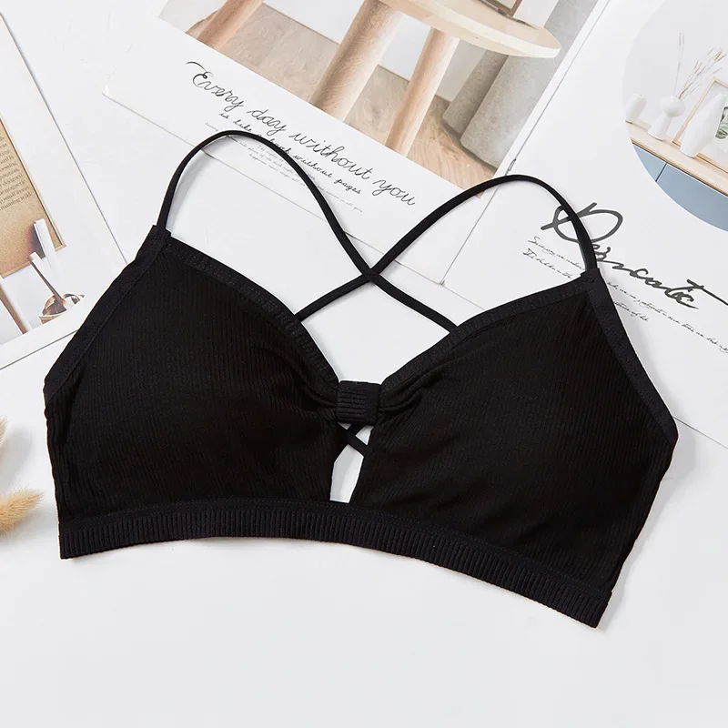 

2023 Sexy Threaded Sports Yoga Bra Pure Cotton Sports Bra Fitness Top Bra Breathable Strap Underwear Bra Pad Wrap Chest