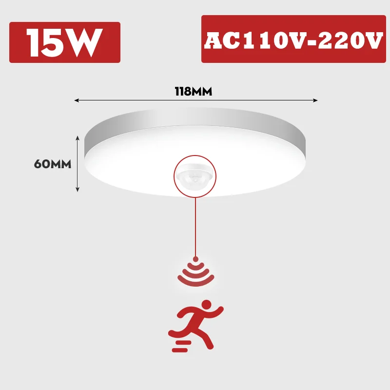 Bewegingssensor PIR LED-plafondlamp 110V 220V Gang Slaapkamer Toiletlicht Menselijk lichaam Inductie