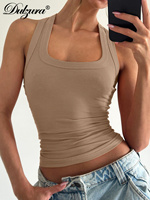 Dulzura Square Collar Sleeveless Slim Ribbed Tank Top Women'S Solid Sexy Casual Top Party Club Street Summer Clothes Wholesale