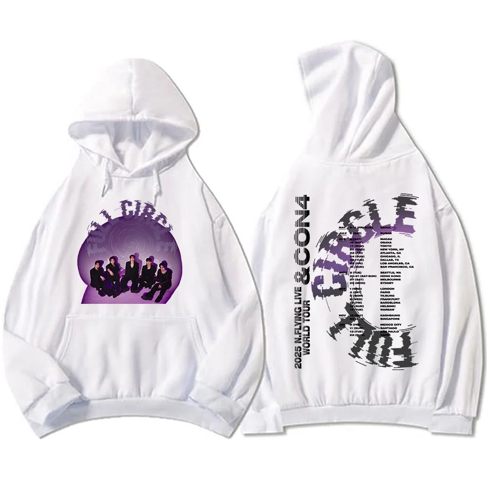 Flight Live World Tour & CON4_FULL هوديس كم طويل موضة خريف وشتاء 2025 للجنسين سوداديراس جرافيك توب قطن هوديي #4