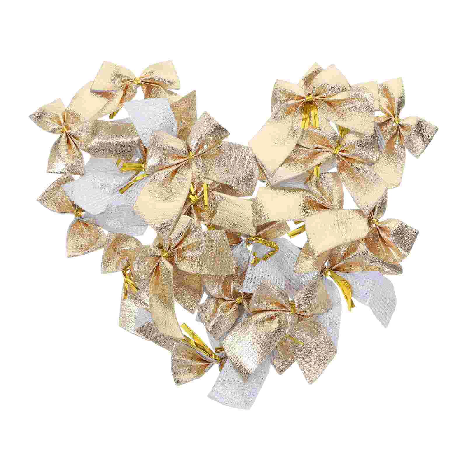 

24 Pcs Gold Christmas Ornaments Decor Ribbon Bowknots Tree Decoration Band Decorative Glitter