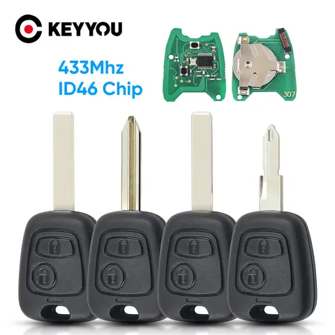 KEYYOU Zdalny kluczyk samochodowy 433mhz ID46 Do Peugeot 106 107 206 306 307 207 407 Partner Do Citroen C1 C2 C3 C4 Saxo Picasso