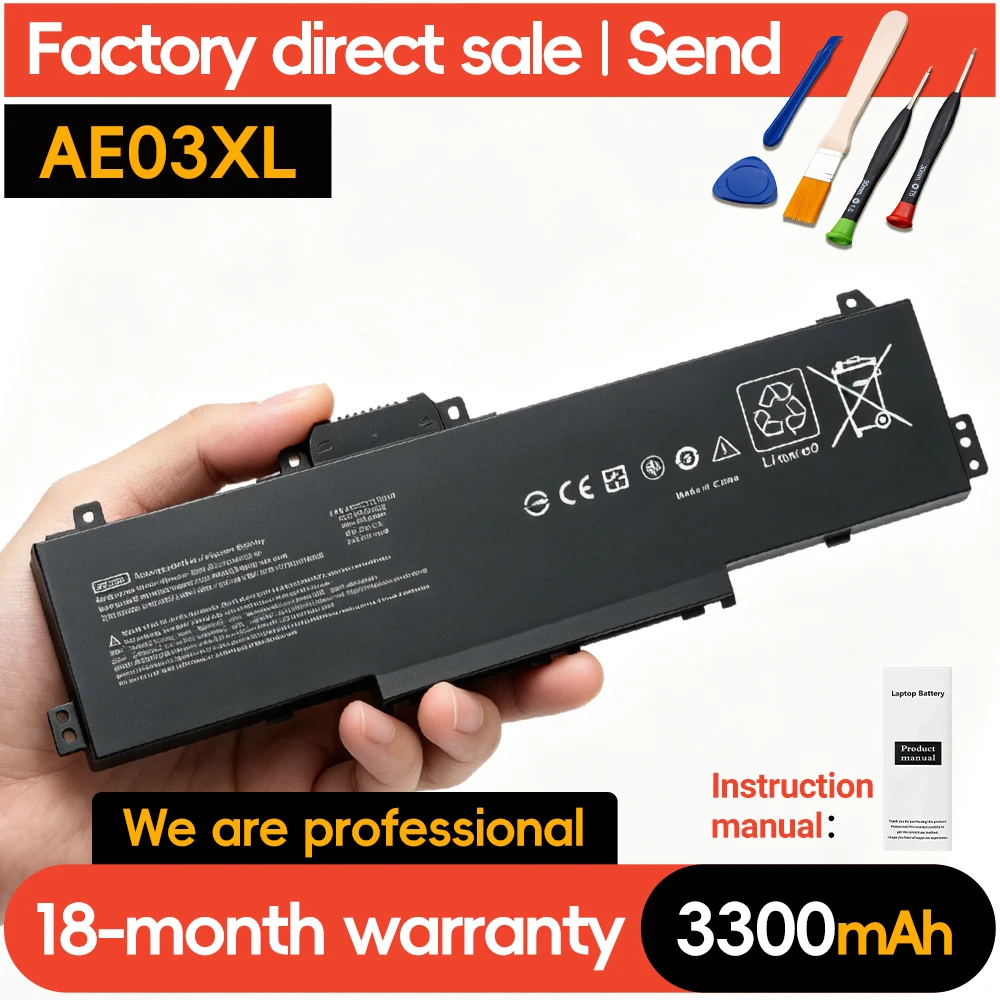 Suozhan AE03XL High Quality 240 245 250 255 G10 Laptop Battery Replacement for HP 14-EM 14-EP 15-FC Series TPN-I142 15-fc0258AU