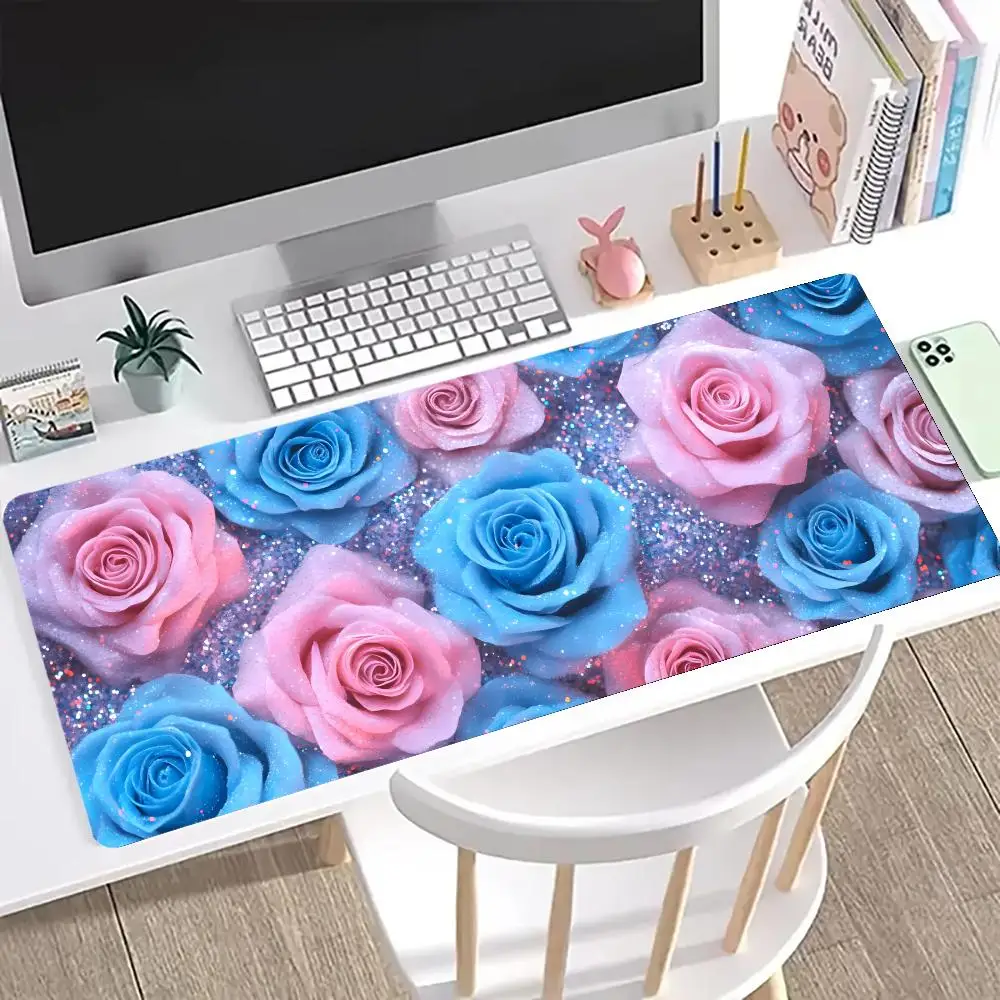 

Коврик для мыши Rose, большие компьютерные офисные игровые настольные коврики XXL, резиновые противоскользящие коврики для игровой клавиатуры, длинные настольные коврики