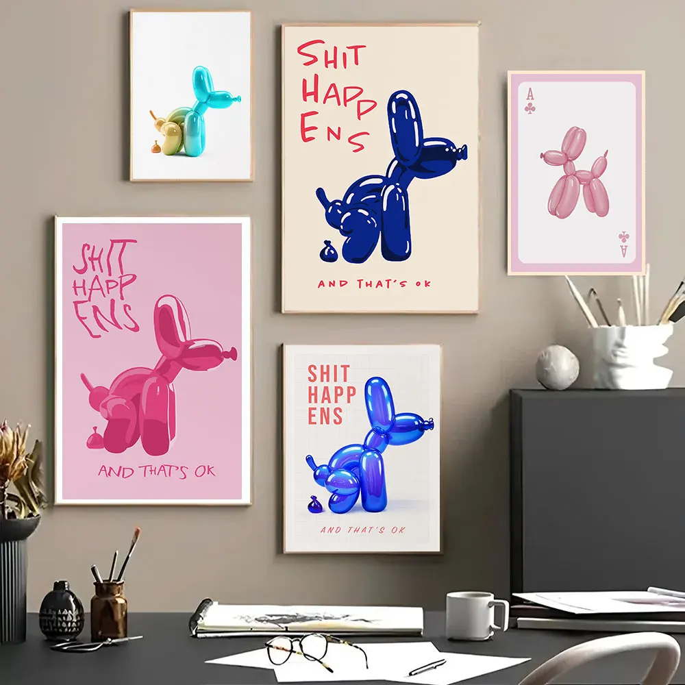 Modern Balloon Dog Poster Dorm Preppy Eclectic Print Modern Maximalist Teenager Room Decor Living Room Bedroom Home Decor