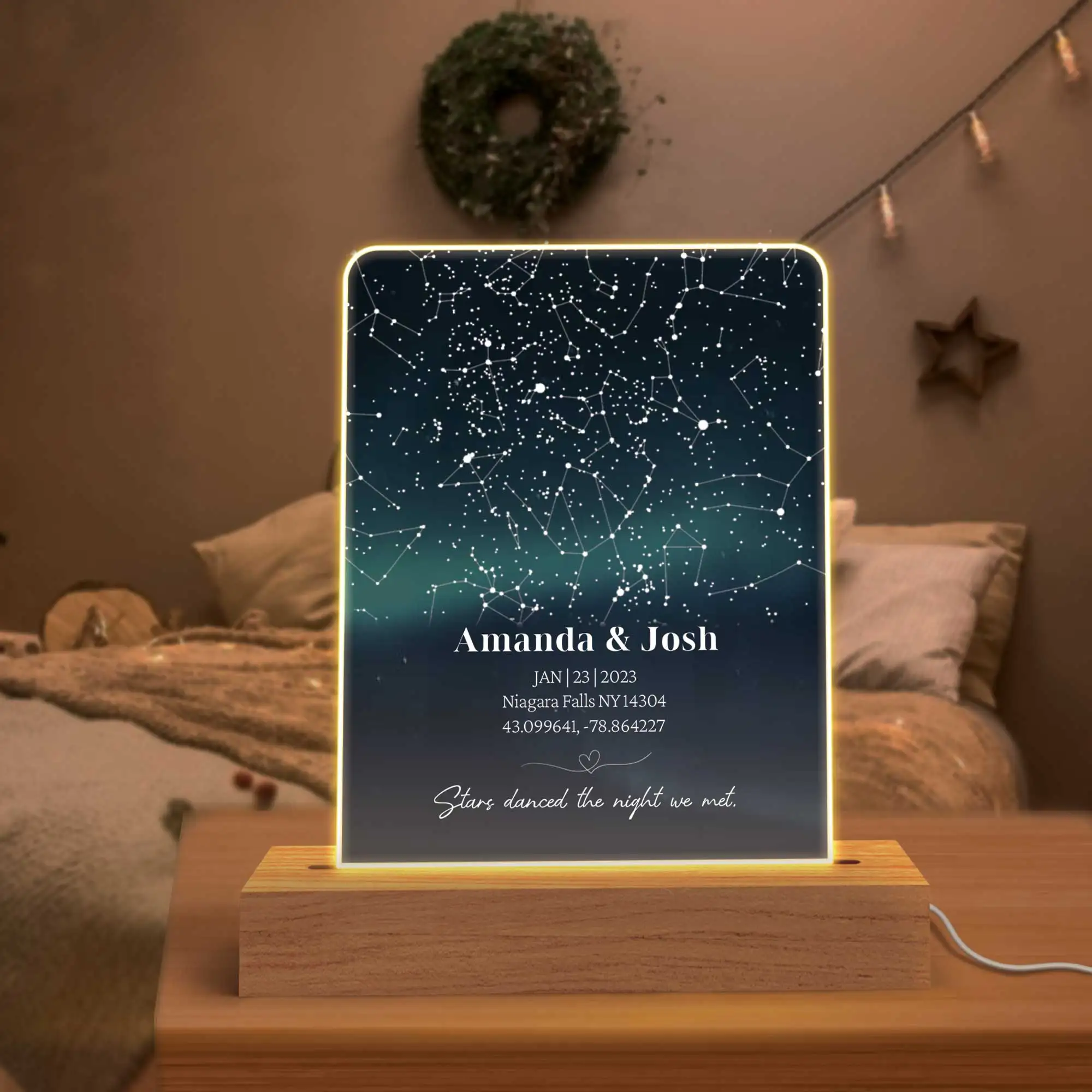 

Personalised Acrylic Plaque Custom Constellation Sky Plaque with Texts LED Night Light Frames Day Gift Couple Gift Decoration