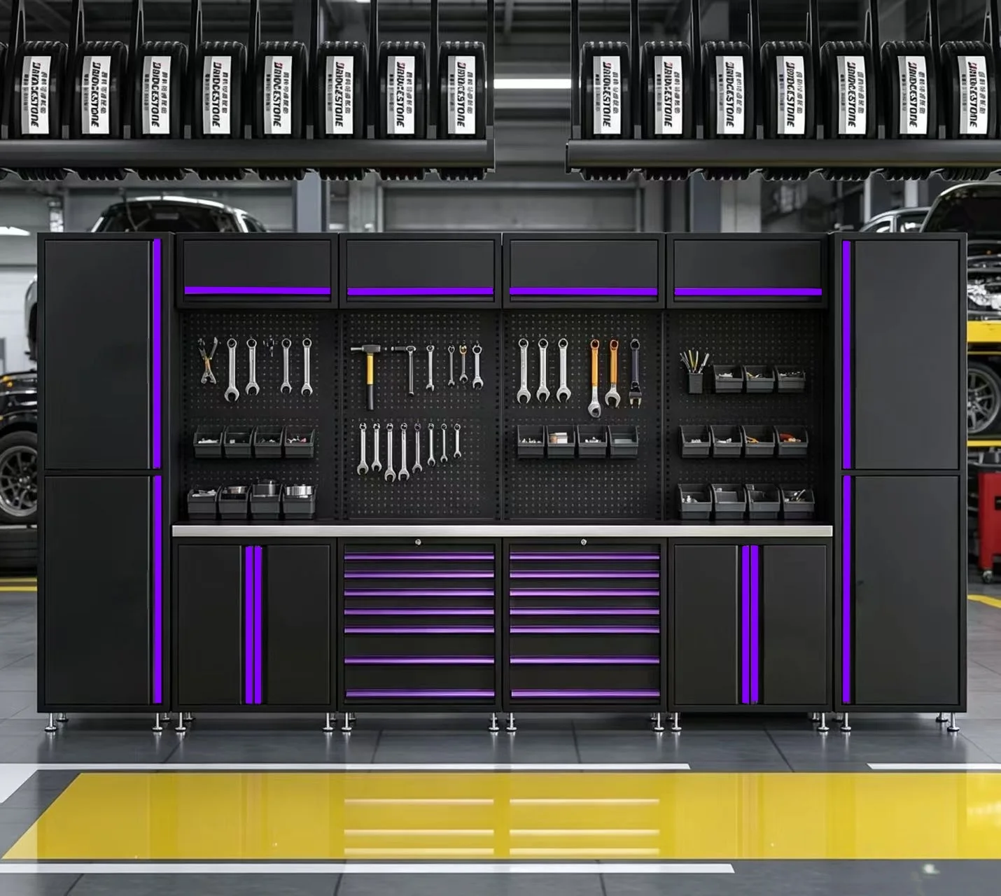 Customized Modular Steel Heavy-duty Combination Tool Cabinet Garage Storage Solution Suitable For Garage Maintenance Workshops