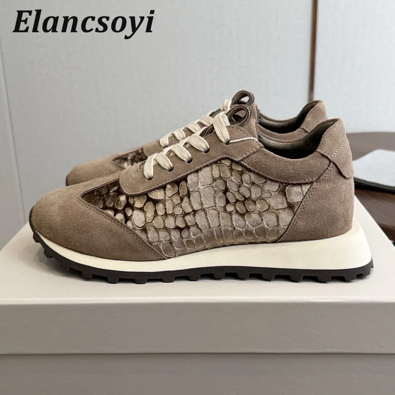 Leisure Sneaker Women Summer String Bead Lace Up Breathable Flat Shoes Patchwork Thick Bottom Daddy Shoes Comfort Running Shoes