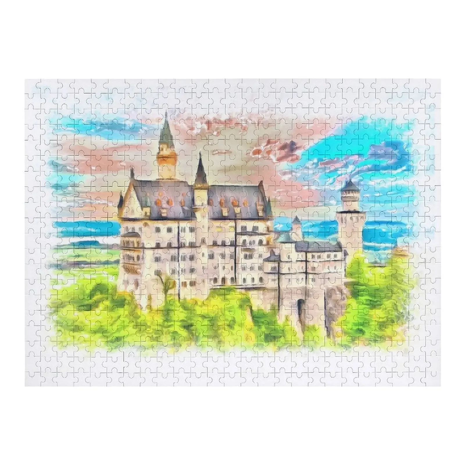 Castle Neuschwanstein (Painting) Jigsaw Puzzle Customizable Gift Anime Personalised Name Wooden Animal Puzzle