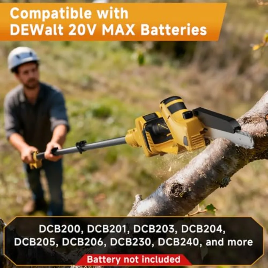 2-in-1 kabellose 8-Zoll-Stangensäge, Mini-Kettensäge, kompatibel mit 20 V max. Batterien nicht im Lieferumfang enthalten, elektrische Stangensägen für Baumschneidemaschinen