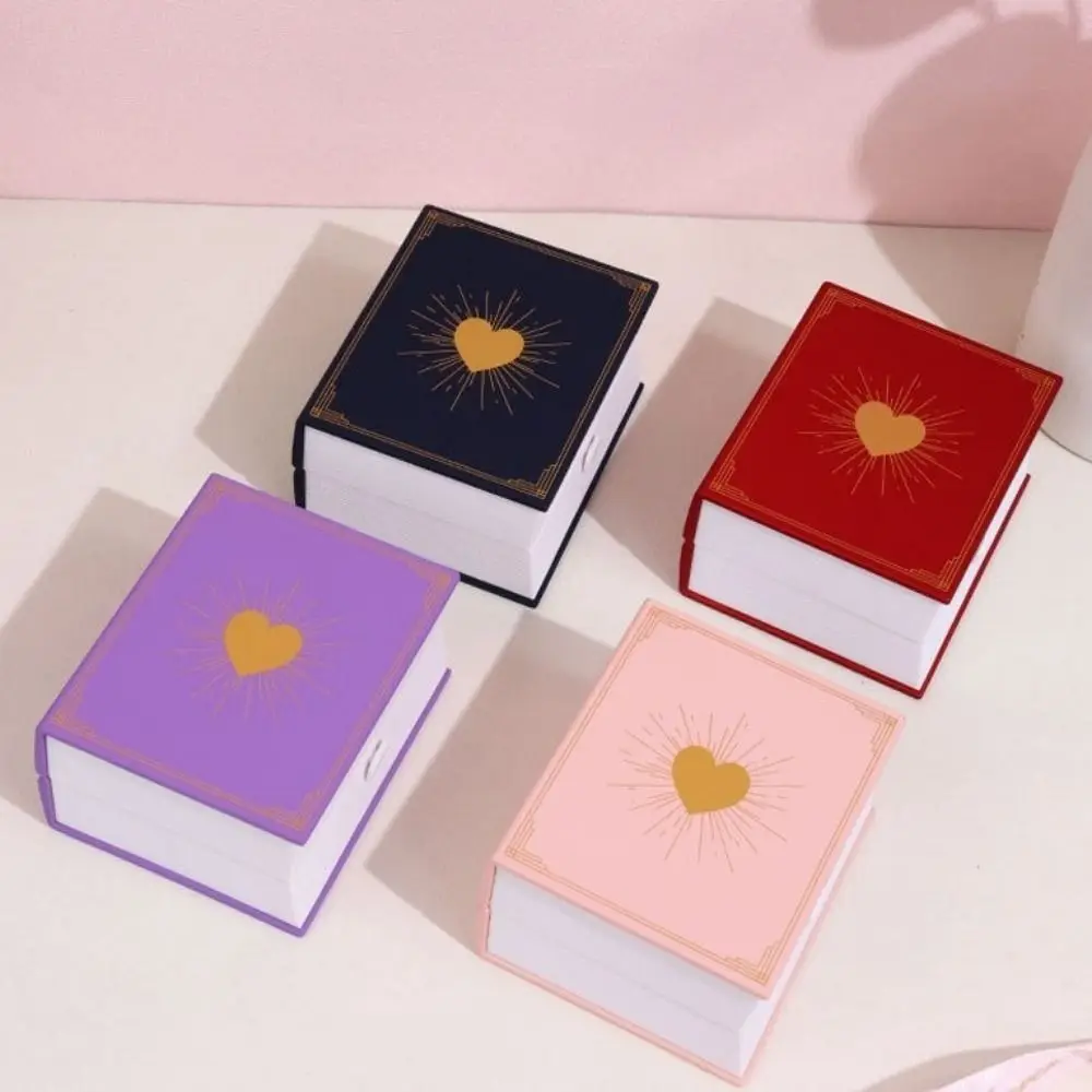 Creative Plastic Book Shape Ring Box Romantic with Soap Rose Ring Gift Box Jewelry Packaging Gifts Package Box Earrings