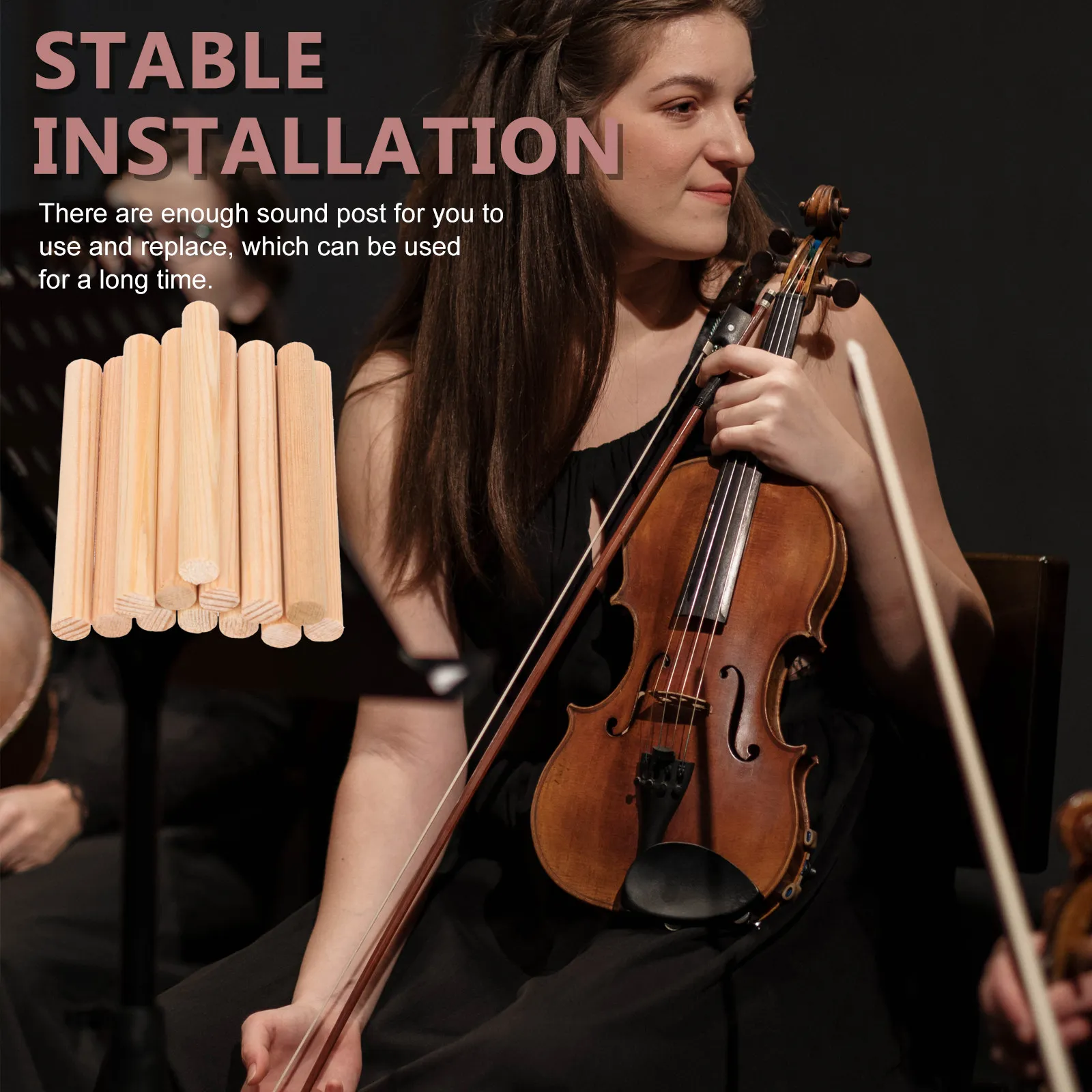 12Pcs Violin Sound Posts Natural Wood Acoustic Sound Column for Grading Exams Music Competitions Long-Lasting Replacement Parts