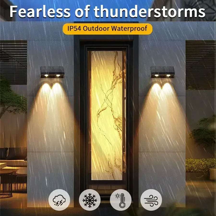 أضواء الشمسية في الهواء الطلق بقيادة الأضواء الشمسية حديقة الديكور الجدار مصباح تعمل بالطاقة الشمسية ضوء الشمس أضواء الجدار لساحة الجدار الشمعدان #3