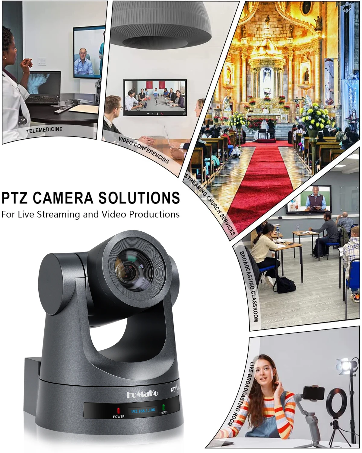 Best Price FoMaKo NDI Live Streaming PTZ Camera HDMI Camera HDMI 3G-SDI IP 20X PTZ Camera