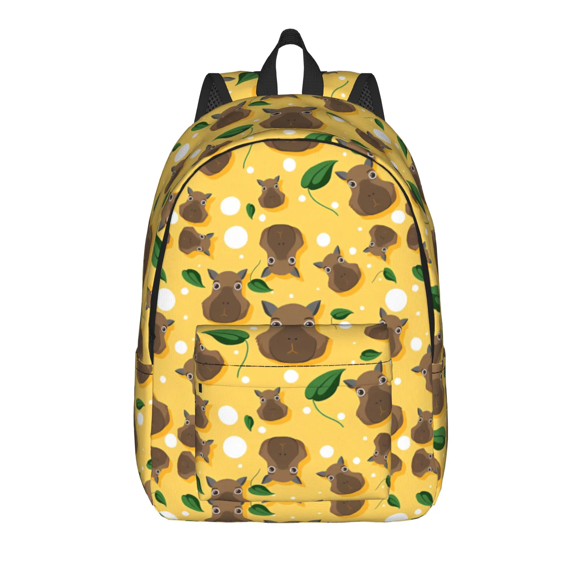 Yellow Capybara Pattern Backpack  Outdoor Backpacks Men Kawaii School Bags Design Durable Rucksack