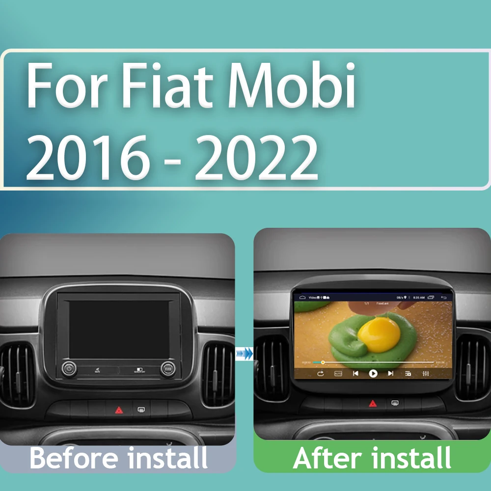 4G For Fiat Mobi 2016 - 2022 Car Radio Tape Recorder Multimedia Video Player GPS Navigation CarPlay Stereo Android Auto No DVD